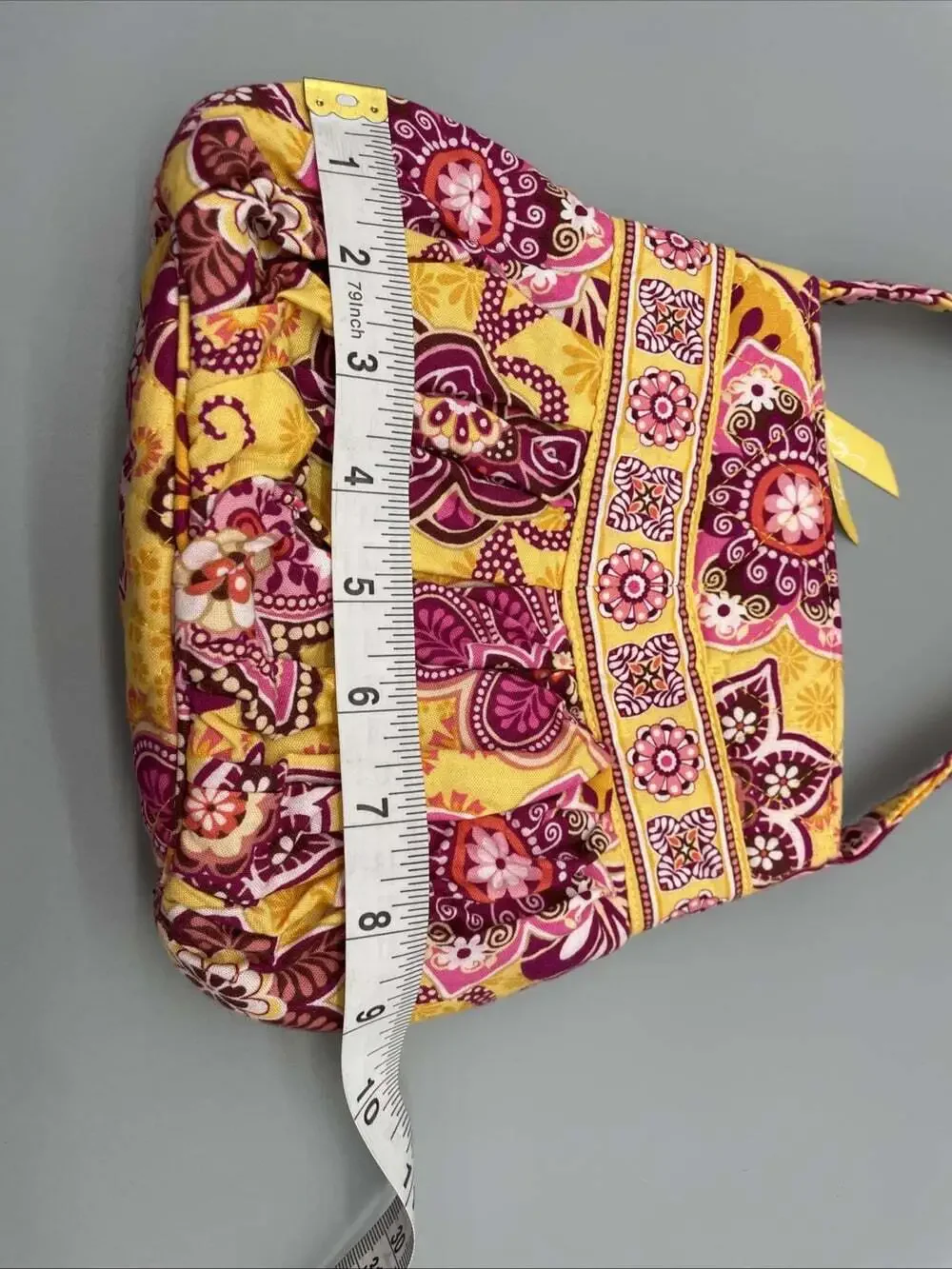 Vera Bradley Bali Gold Yellow Floral Pink Red Purse Small Pleated Handbag